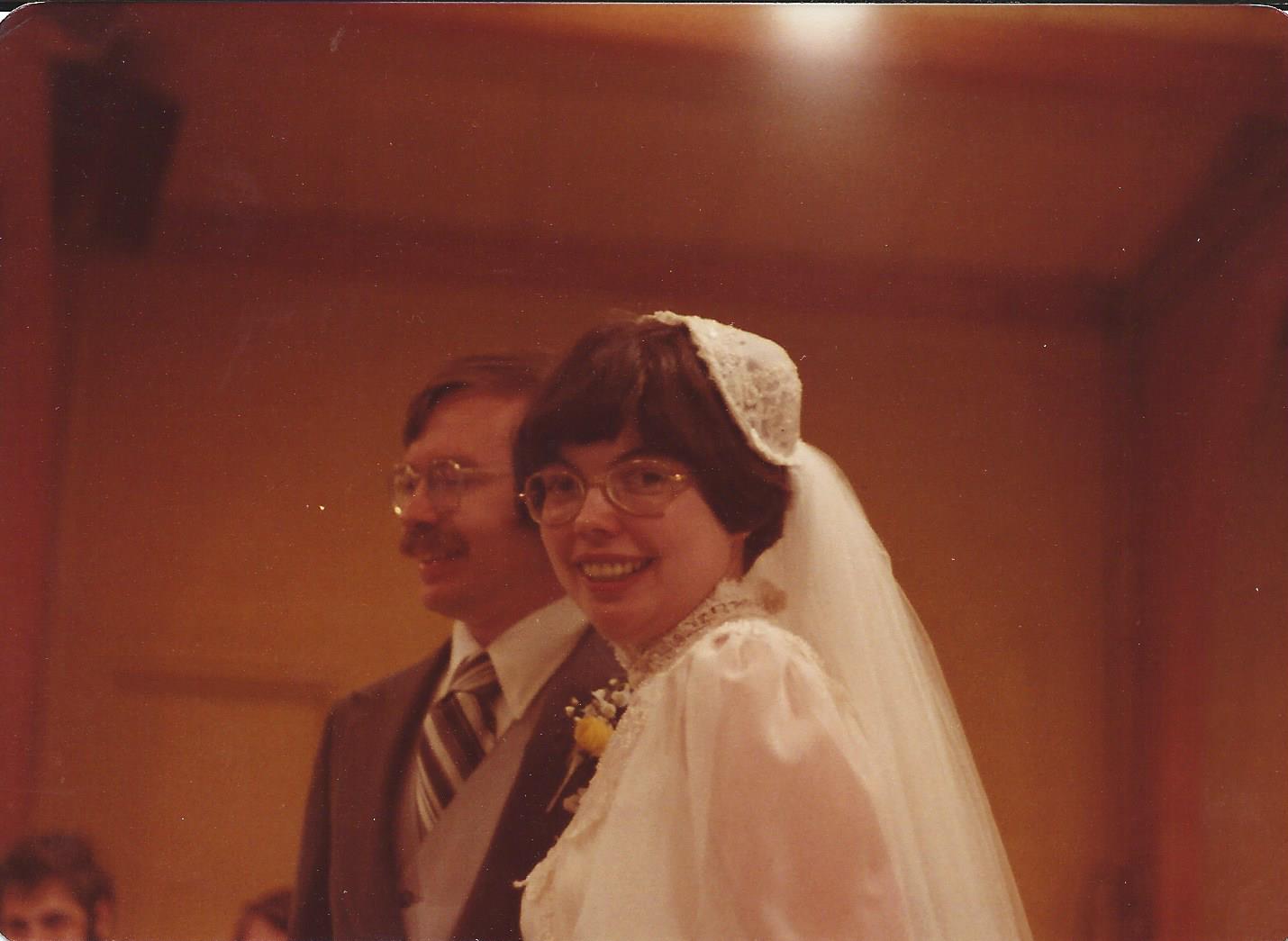 Marilyn and Bill at their wedding
reception at Adrian College, May 6, 1978