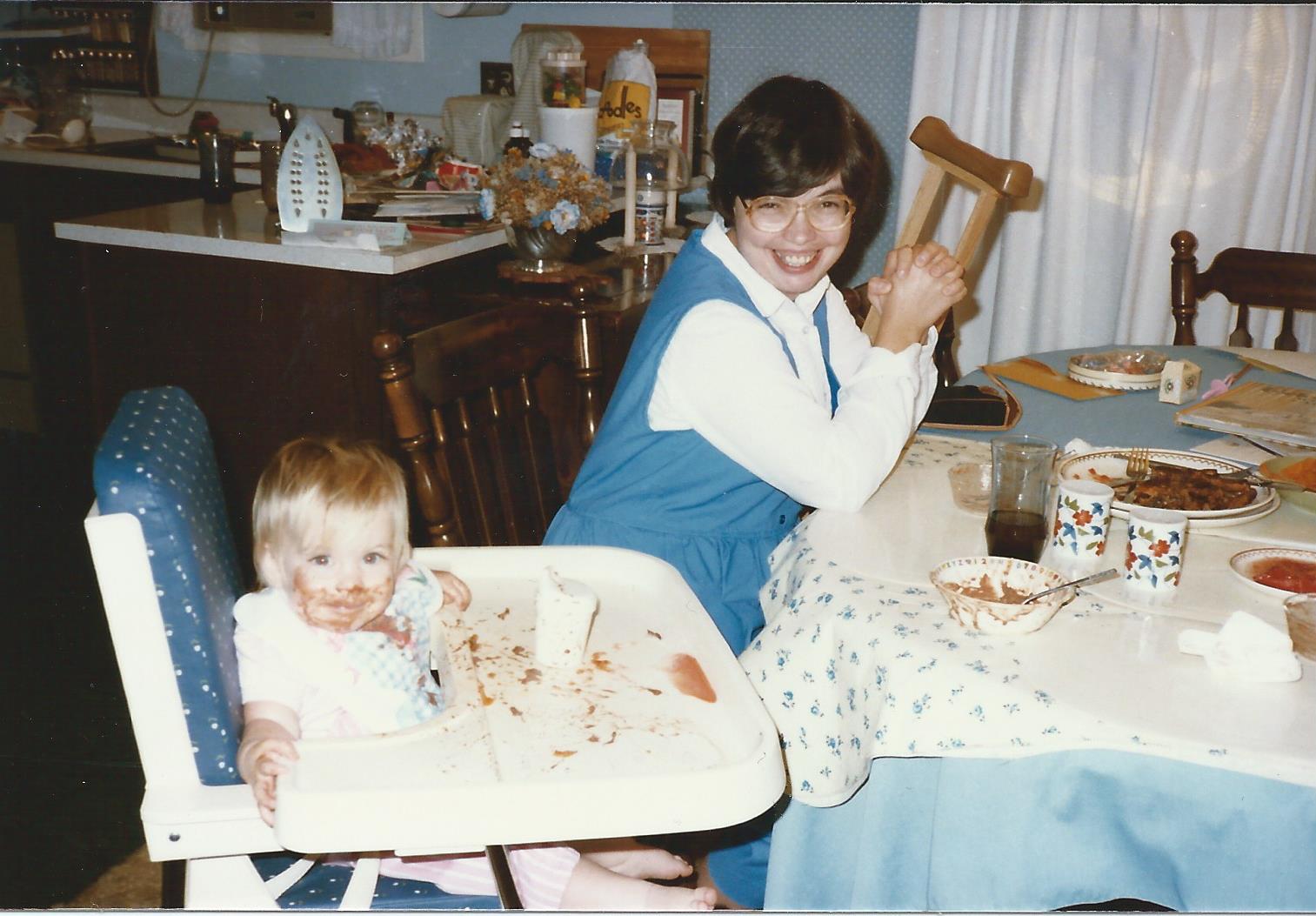 Marilyn and Rebecca at home, October 1985