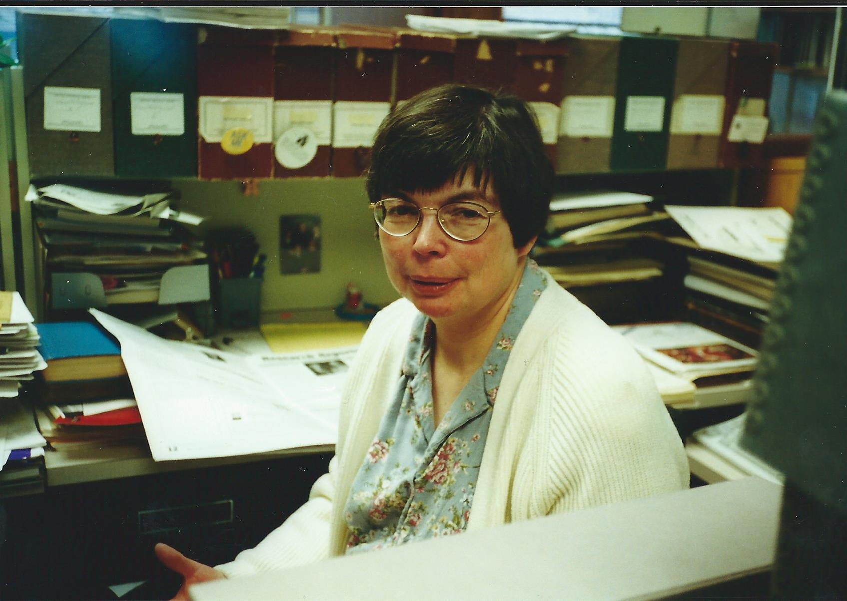 Marilyn at work at the Bentley
Historical Library, 2001