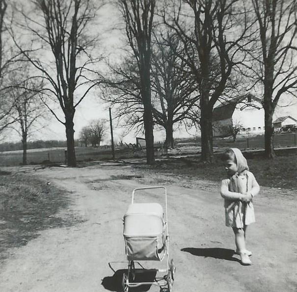 Marilyn Munsell with her doll carriage