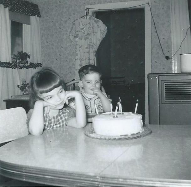 Marilyn Munsell and John Munsell with her birthday cake