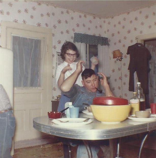 Marilyn Munsell and Dallas Munsell in the kitchen