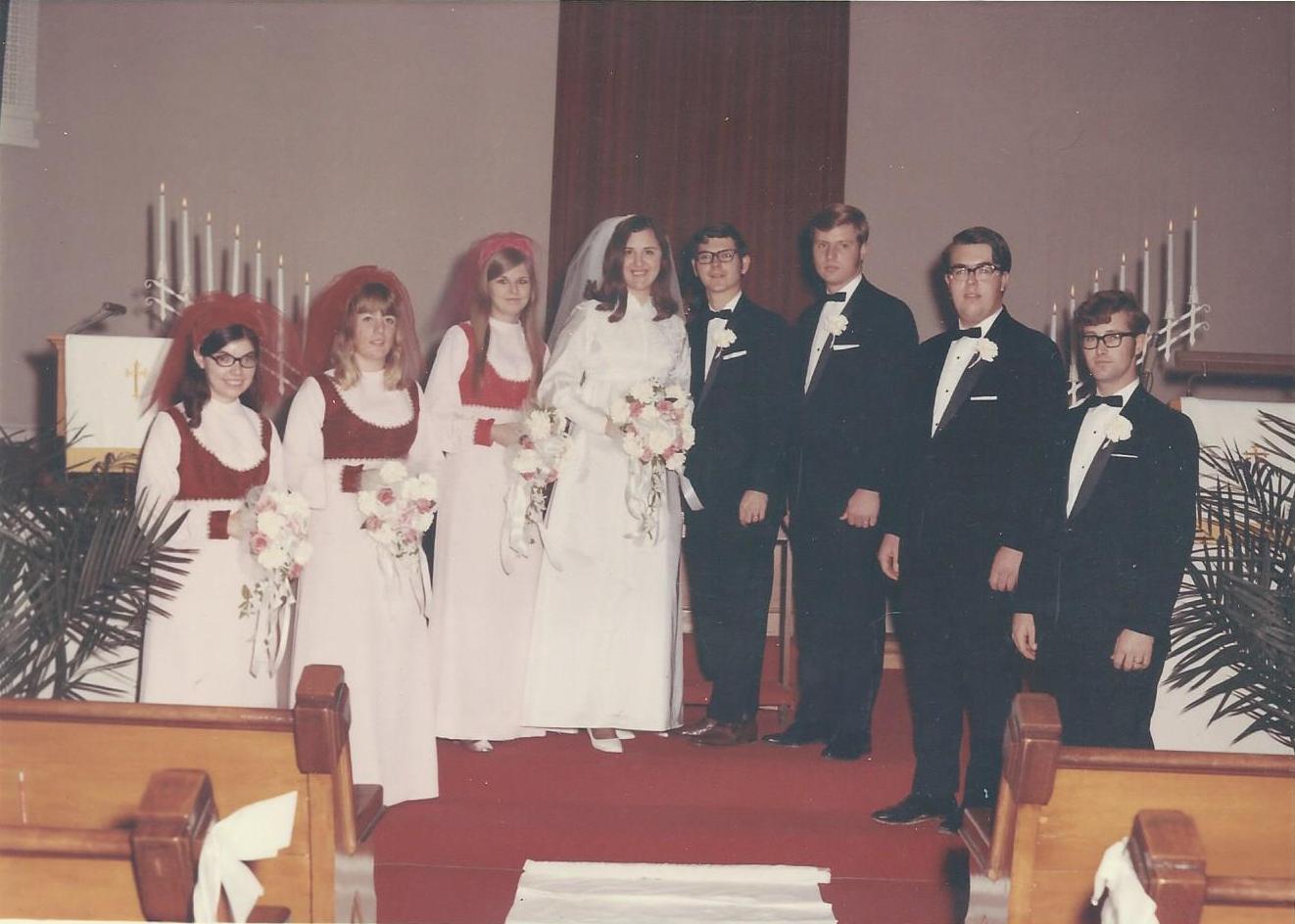 Marilyn Munsell as a bridesmaid in the wedding of her Adrian College roommate Cindy Mark