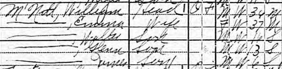 The McNitt family in the 1920 census