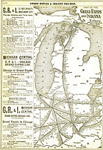 Map showing the routes of the Grand Rapids and Indiana Railway